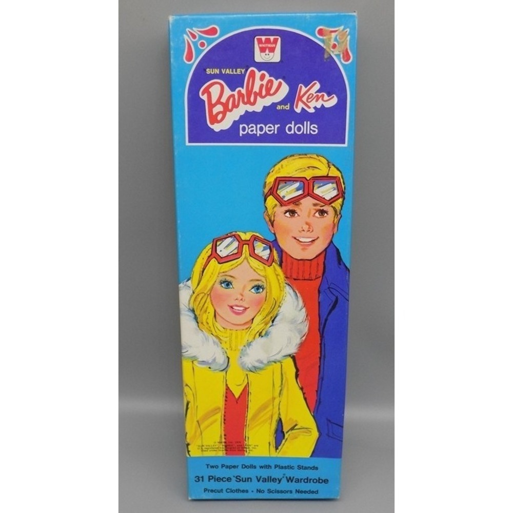 Sun Valley 1974 Barbie & Ken Paper Dolls Complete Great Box Mattel Whitman Vtg
